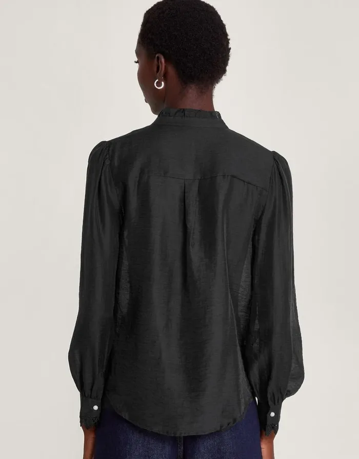 Monsoon Iva Lace Trim Blouse Black Women Tops and Blouses Monsoon Iva Lace Trim Blouse Black Women Tops and Blouses