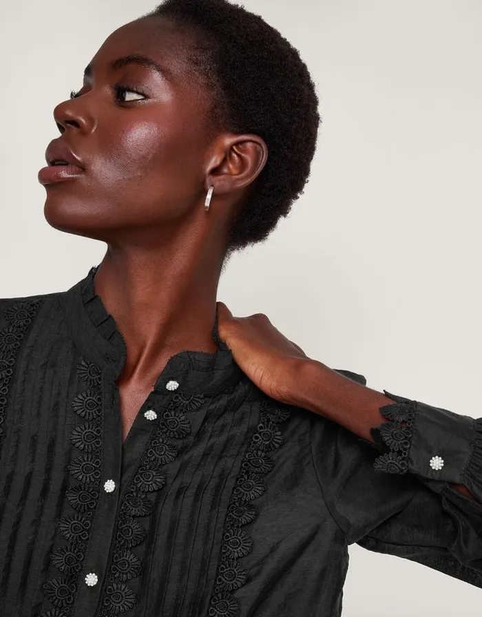 Monsoon Iva Lace Trim Blouse Black Women Tops and Blouses Monsoon Iva Lace Trim Blouse Black Women Tops and Blouses