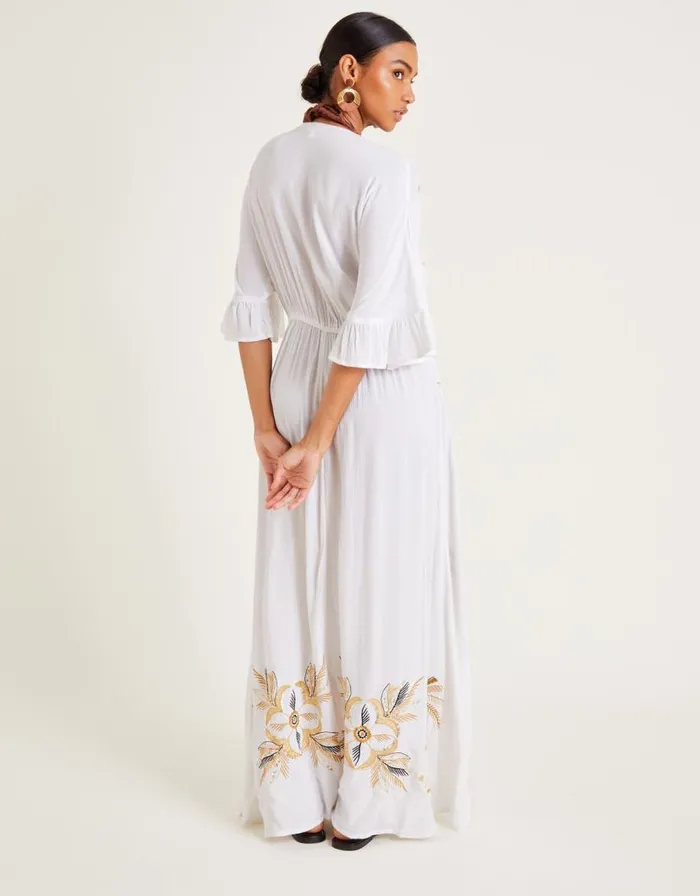 Monsoon Jasmine Embroidered Kaftan Maxi Dress White Women Beachwear and Swimwear Monsoon Jasmine Embroidered Kaftan Maxi Dress White Women Beachwear and Swimwear