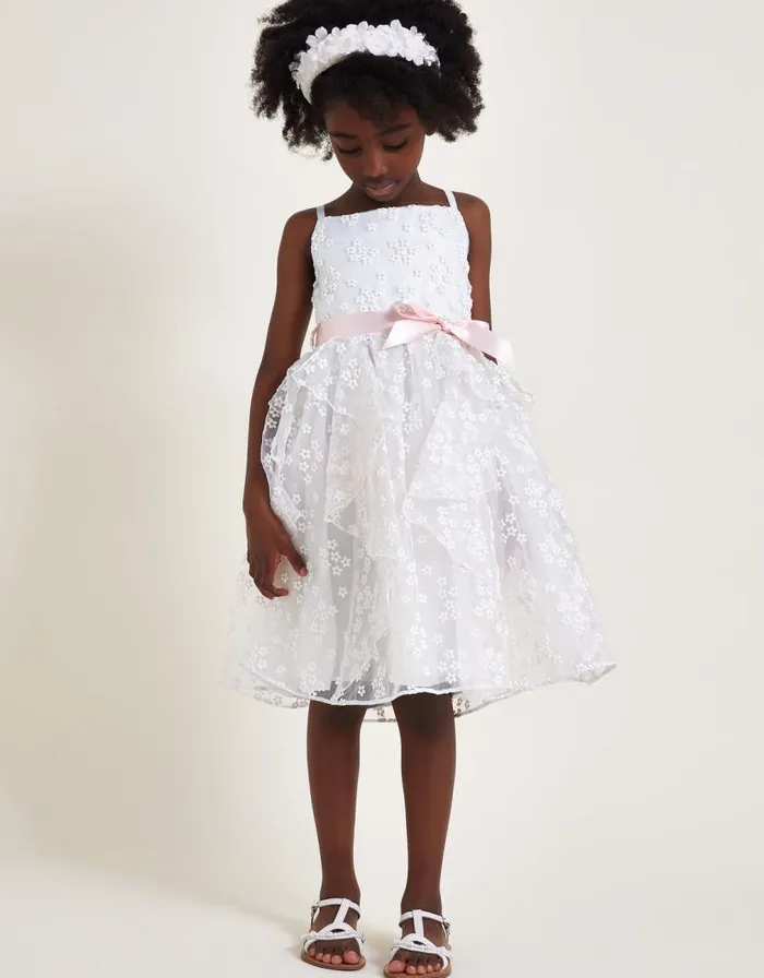 Monsoon Jasmine Organza Flower Dress Ivory Children Dresses
