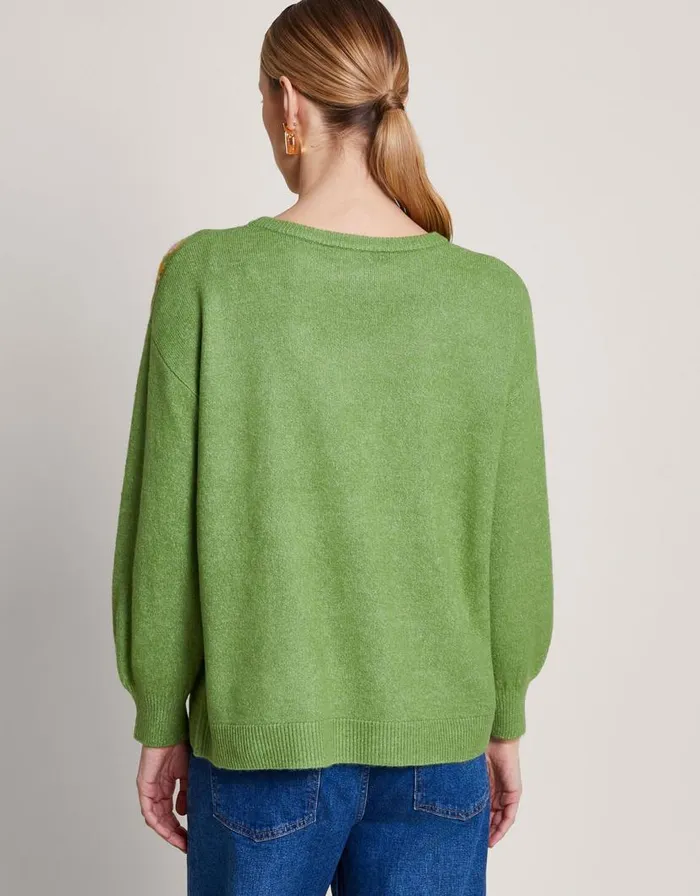 Monsoon Josie Jacquard Jumper Green Women Knitwear Monsoon Josie Jacquard Jumper Green Women Knitwear