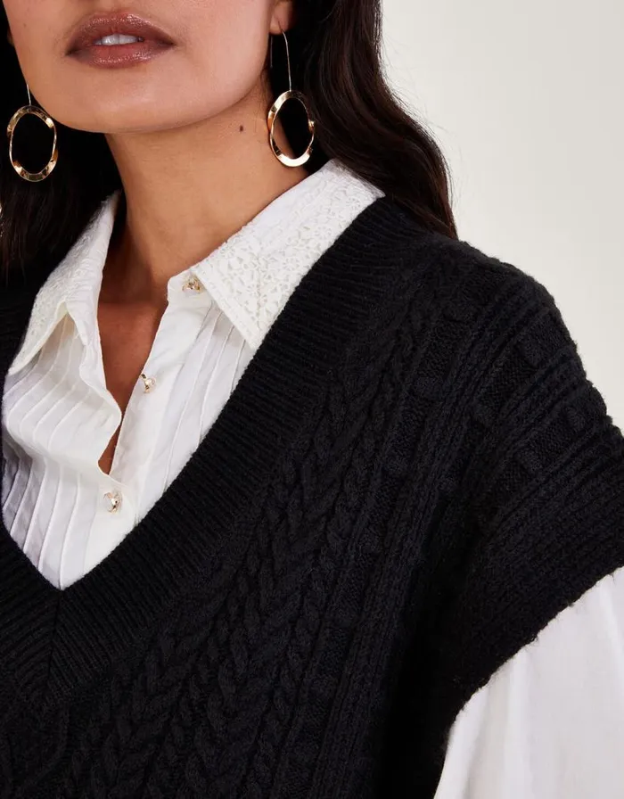 Monsoon Knit Tabard Black Women Knitwear Monsoon Knit Tabard Black Women Knitwear