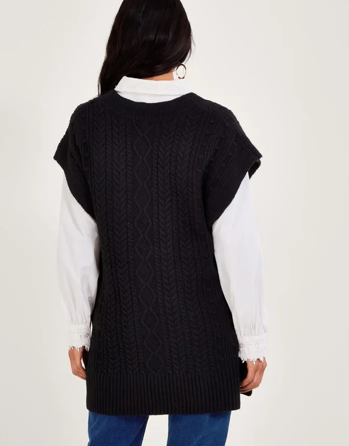 Monsoon Knit Tabard Black Women Knitwear Monsoon Knit Tabard Black Women Knitwear