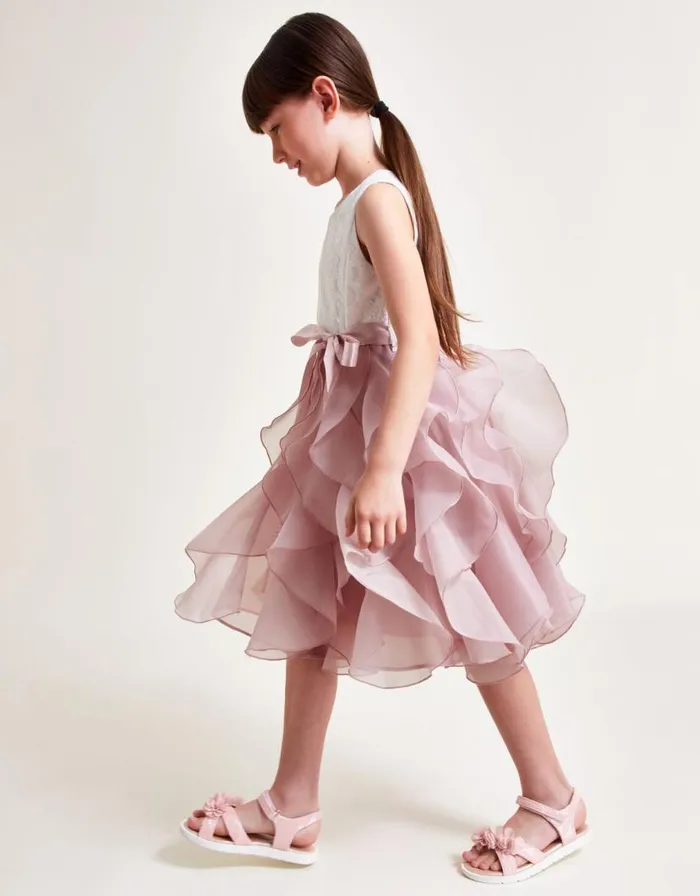 Monsoon Lace Cancan Ruffle Dress Pink Children Dresses