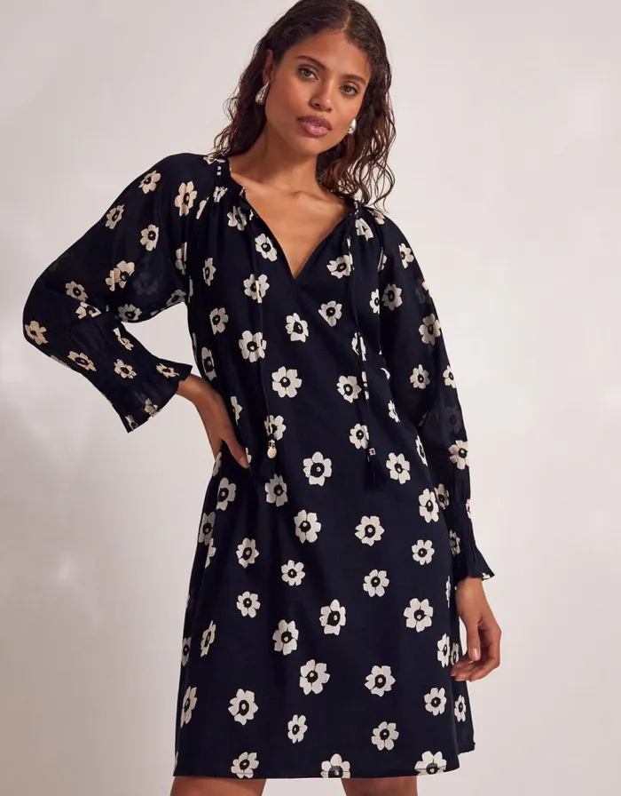 Monsoon Lei Flower Dress Black Women Beachwear and Swimwear