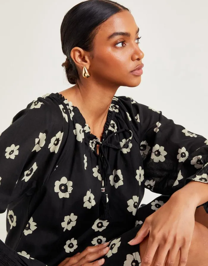 Monsoon Lei Flower Dress Black Women Beachwear and Swimwear Monsoon Lei Flower Dress Black Women Beachwear and Swimwear