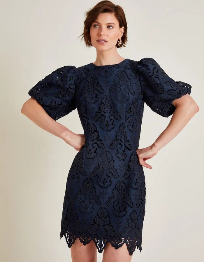 Monsoon Lila Lace Tunic Mini Dress Blue Women Occasionwear Monsoon Lila Lace Tunic Mini Dress Blue Women Occasionwear