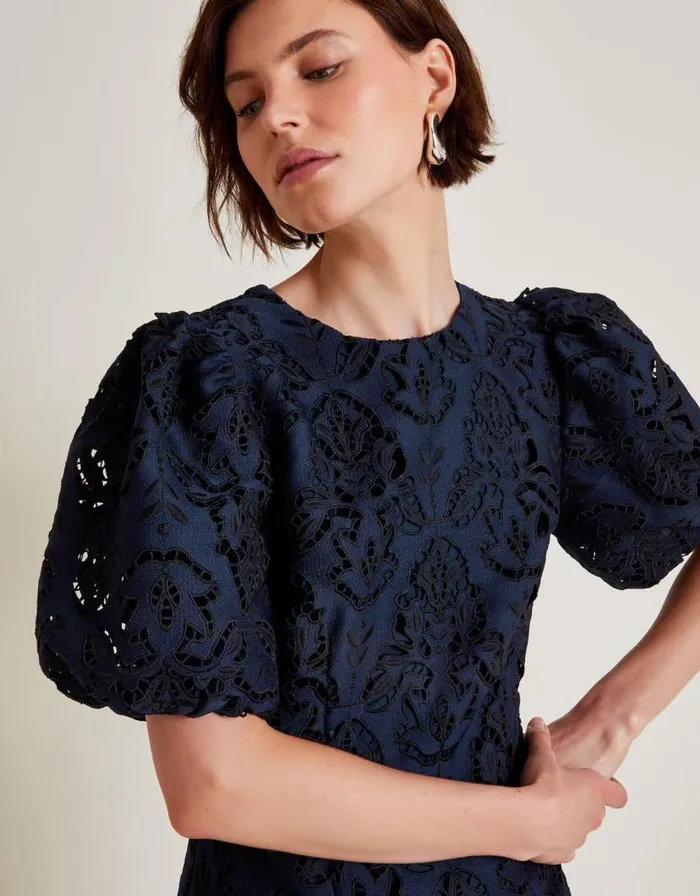 Monsoon Lila Lace Tunic Mini Dress Blue Women Occasionwear Monsoon Lila Lace Tunic Mini Dress Blue Women Occasionwear