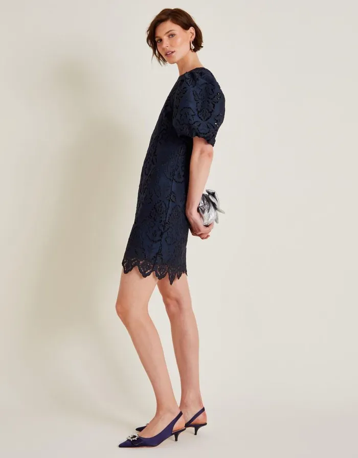 Monsoon Lila Lace Tunic Mini Dress Blue Women Occasionwear Monsoon Lila Lace Tunic Mini Dress Blue Women Occasionwear