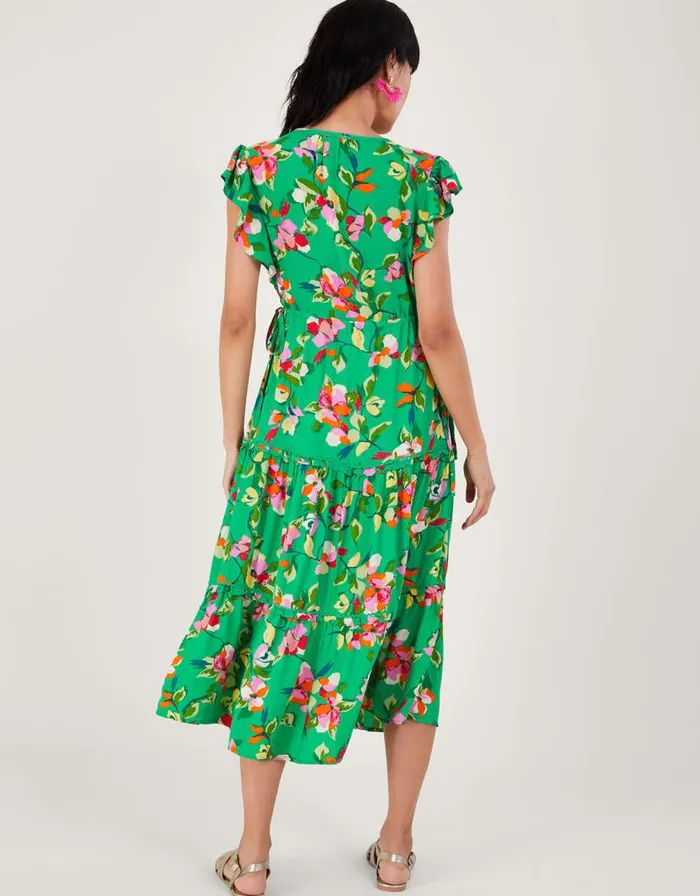 Monsoon Lilou Floral Tea Dress In Sustainable Viscose Green Women Day Dresses Monsoon Lilou Floral Tea Dress In Sustainable Viscose Green Women Day Dresses