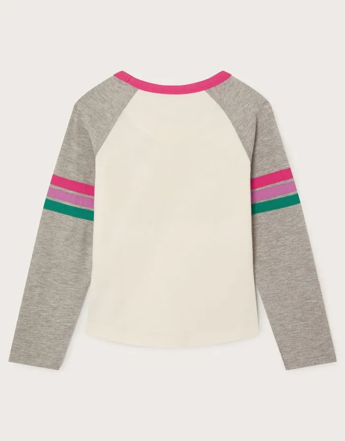 Monsoon Long Sleeve Raglan Heart Graphic Top Ivory Children Tops and Tshirts Monsoon Long Sleeve Raglan Heart Graphic Top Ivory Children Tops and Tshirts