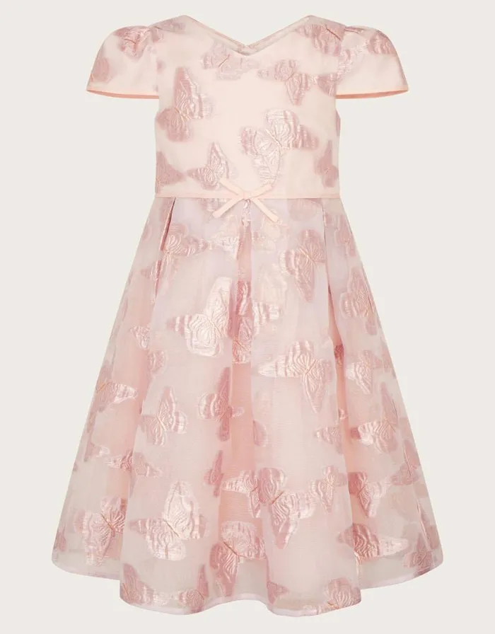 Monsoon Louisa Butterfly Jacquard Pink Children Dresses