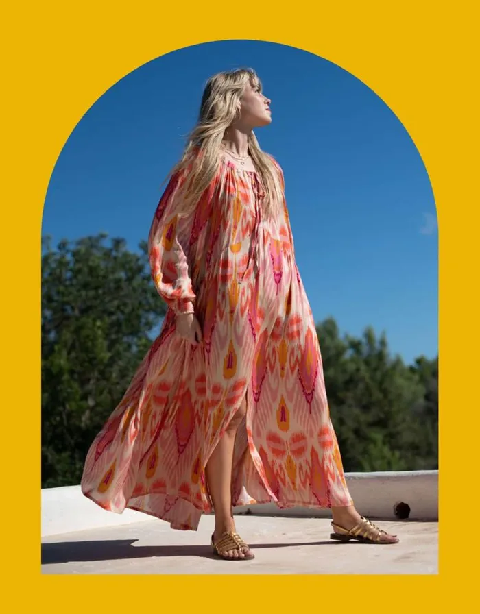 Monsoon Lyrical Sisters Grace Ikat Print Maxi Dress Pink Women Summer Dresses Monsoon Lyrical Sisters Grace Ikat Print Maxi Dress Pink Women Summer Dresses