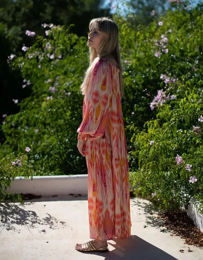 Monsoon Lyrical Sisters Grace Ikat Print Maxi Dress Pink Women Summer Dresses Monsoon Lyrical Sisters Grace Ikat Print Maxi Dress Pink Women Summer Dresses
