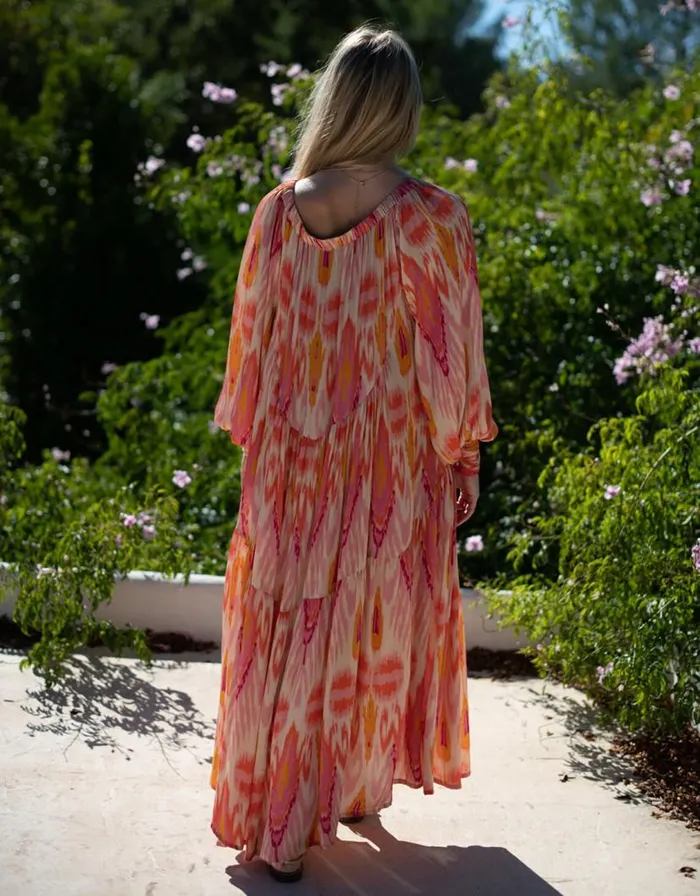 Monsoon Lyrical Sisters Grace Ikat Print Maxi Dress Pink Women Summer Dresses Monsoon Lyrical Sisters Grace Ikat Print Maxi Dress Pink Women Summer Dresses