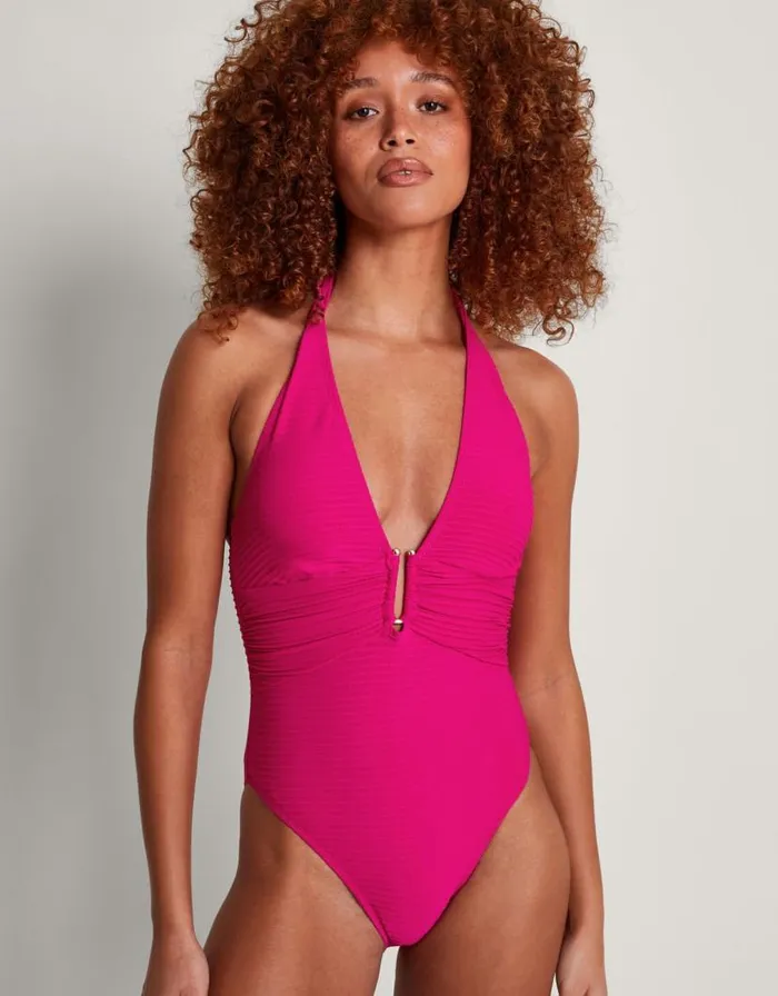 Monsoon Maria Ribbed Swimsuit Pink Women Beachwear and Swimwear Monsoon Maria Ribbed Swimsuit Pink Women Beachwear and Swimwear