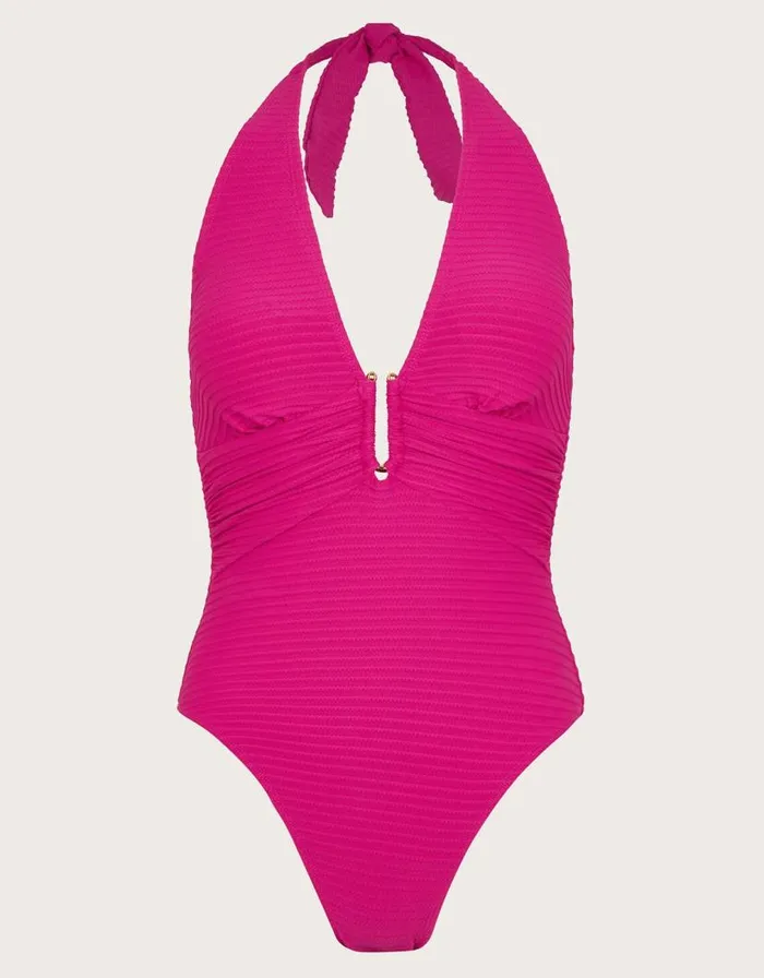Monsoon Maria Ribbed Swimsuit Pink Women Beachwear and Swimwear Monsoon Maria Ribbed Swimsuit Pink Women Beachwear and Swimwear