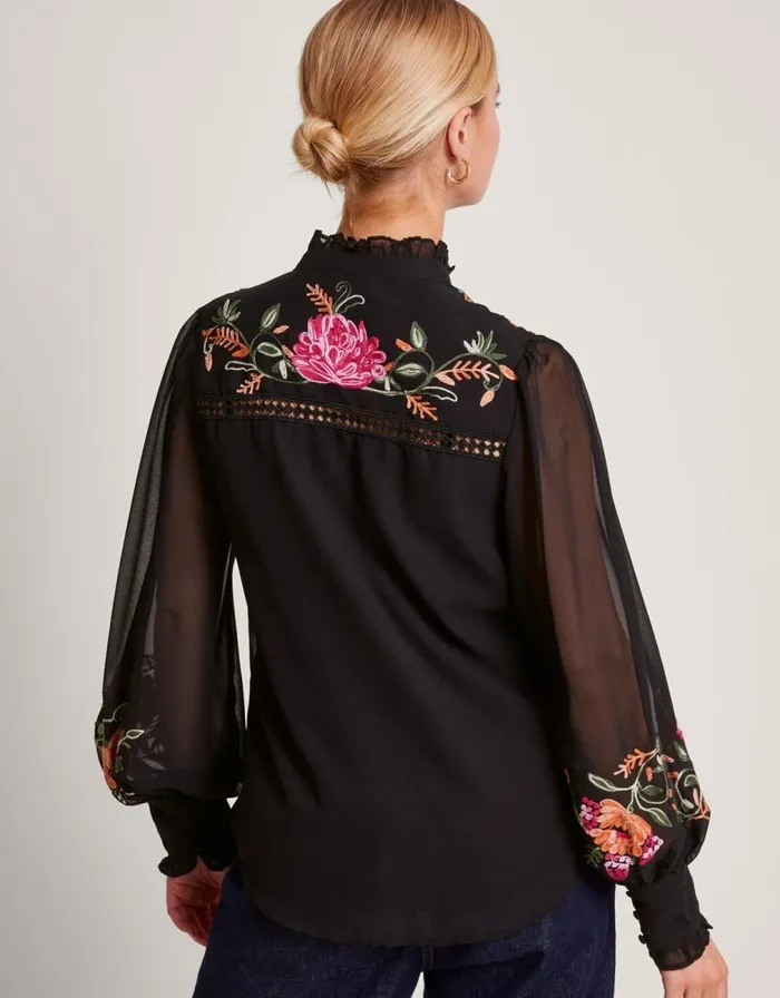 Monsoon Matilda Embroidered Blouse Black Women Tops and Blouses Monsoon Matilda Embroidered Blouse Black Women Tops and Blouses