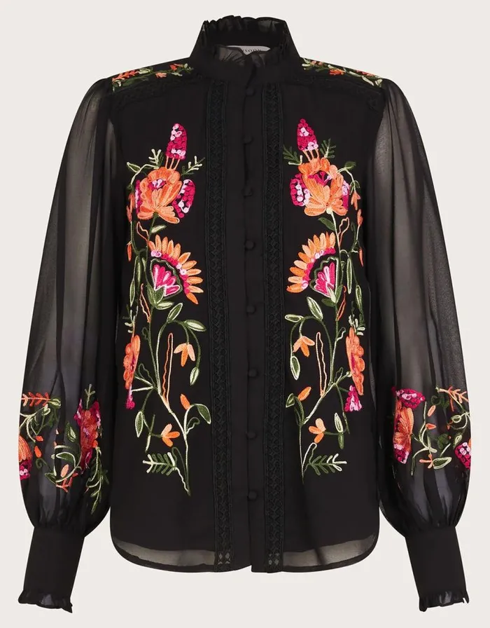 Monsoon Matilda Embroidered Blouse Black Women Tops and Blouses Monsoon Matilda Embroidered Blouse Black Women Tops and Blouses