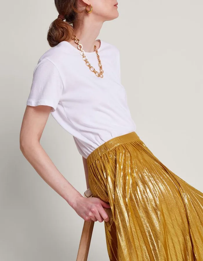 Monsoon Mia Pleated Skirt Gold Women Skirts Monsoon Mia Pleated Skirt Gold Women Skirts