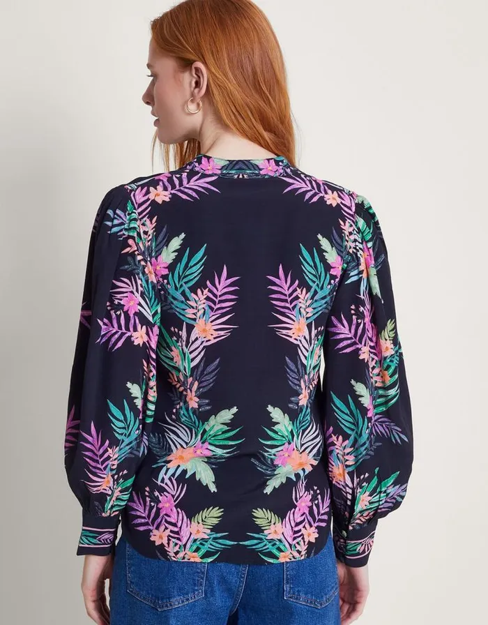 Monsoon Mirella Palm Print Blouse Black Women Tops and Blouses Monsoon Mirella Palm Print Blouse Black Women Tops and Blouses