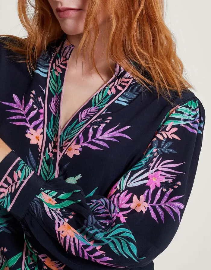 Monsoon Mirella Palm Print Blouse Black Women Tops and Blouses Monsoon Mirella Palm Print Blouse Black Women Tops and Blouses
