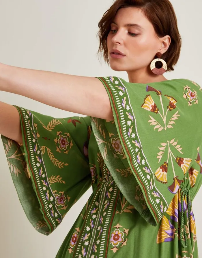 Monsoon Mollie Printed Midi Dress Green Women Casualwear Monsoon Mollie Printed Midi Dress Green Women Casualwear