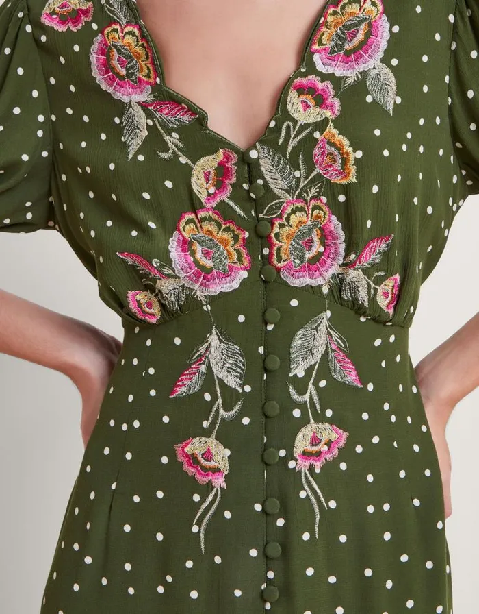Monsoon Myla Embroidered Tea Dress Green Women Day Dresses Monsoon Myla Embroidered Tea Dress Green Women Day Dresses