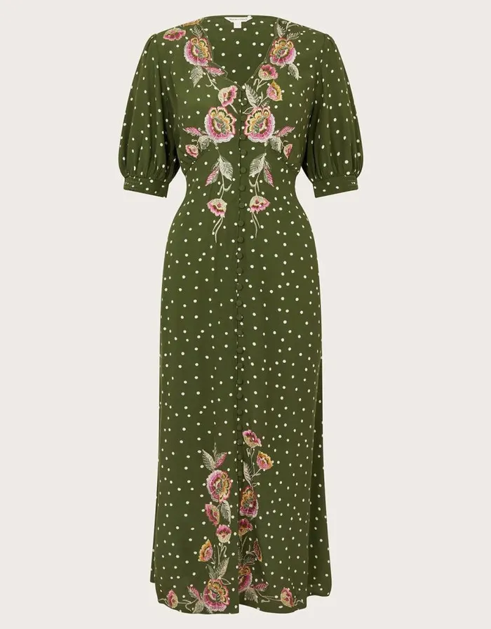 Monsoon Myla Embroidered Tea Dress Green Women Day Dresses Monsoon Myla Embroidered Tea Dress Green Women Day Dresses