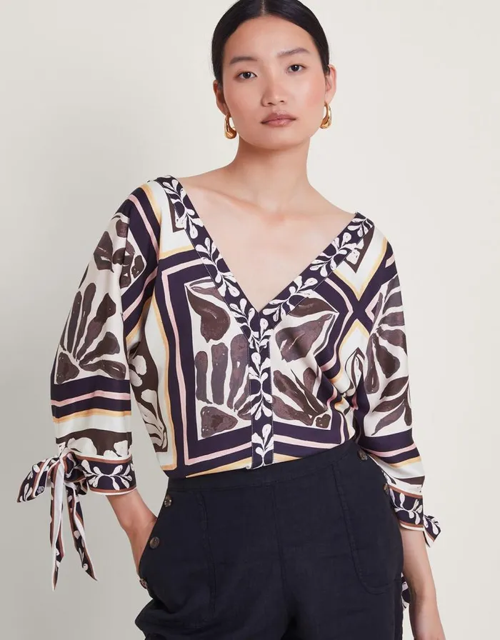 Monsoon Nelinha Print Blouse Black Women Tops and Blouses