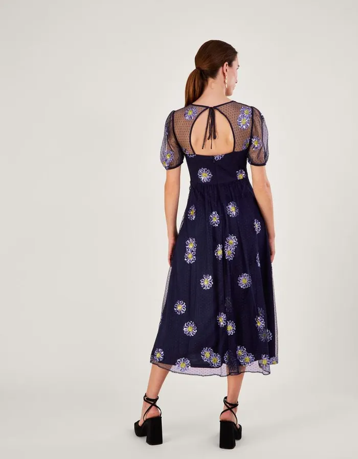Monsoon Nellie Embellished Midi Dress Blue Women Occasionwear Monsoon Nellie Embellished Midi Dress Blue Women Occasionwear