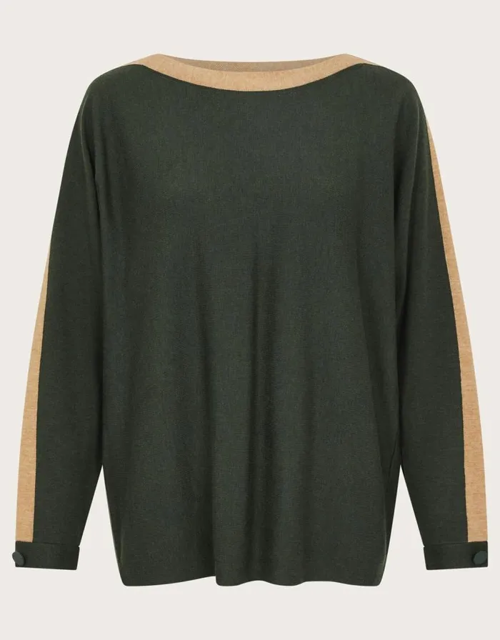 Monsoon Nellie TwoTone Knit Jumper Green Women Knitwear Monsoon Nellie TwoTone Knit Jumper Green Women Knitwear