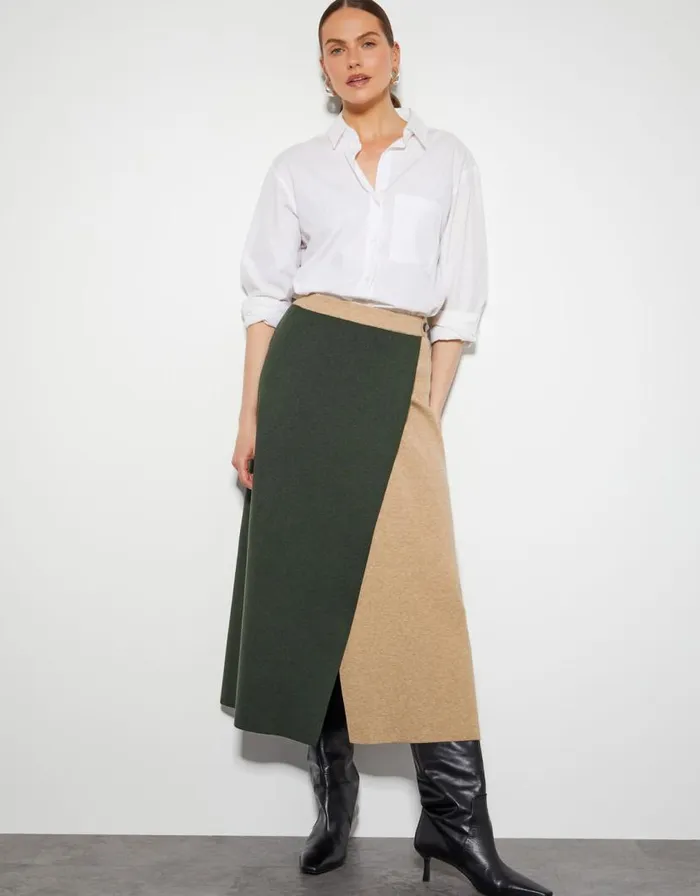 Monsoon Nellie TwoTone Knit Skirt Green Women Knitwear