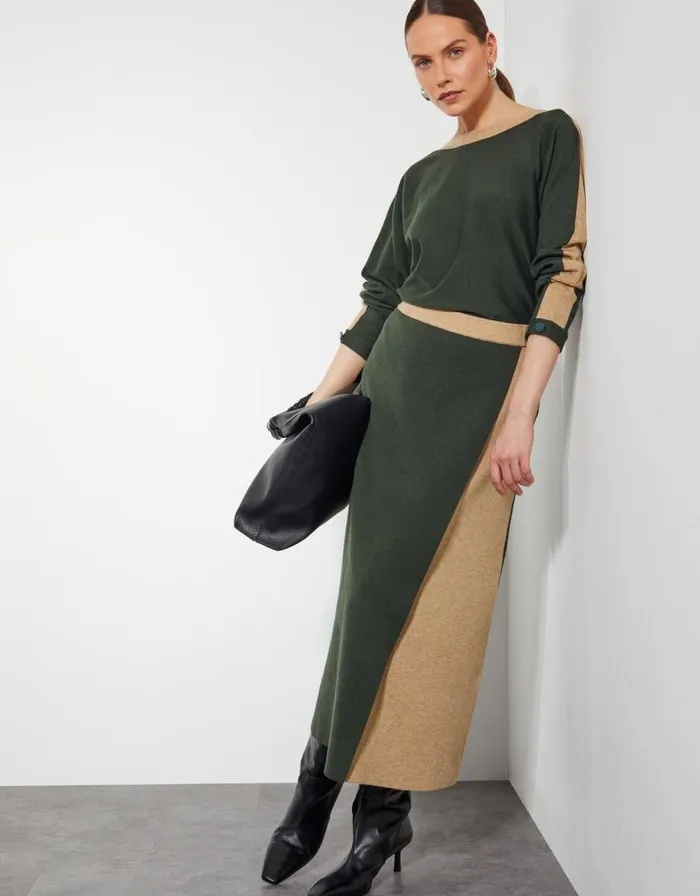 Monsoon Nellie TwoTone Knit Skirt Green Women Knitwear Monsoon Nellie TwoTone Knit Skirt Green Women Knitwear