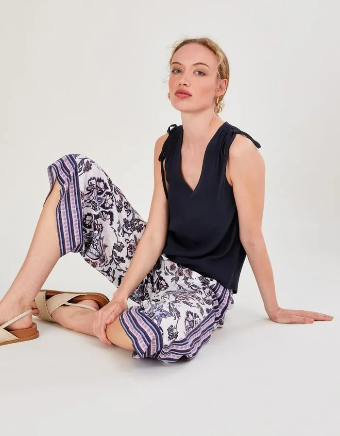 Monsoon Nyla Sleeveless Tank Top With LENZING ECOVERO Blue Women Tops and Blouses Monsoon Nyla Sleeveless Tank Top With LENZING ECOVERO Blue Women Tops and Blouses
