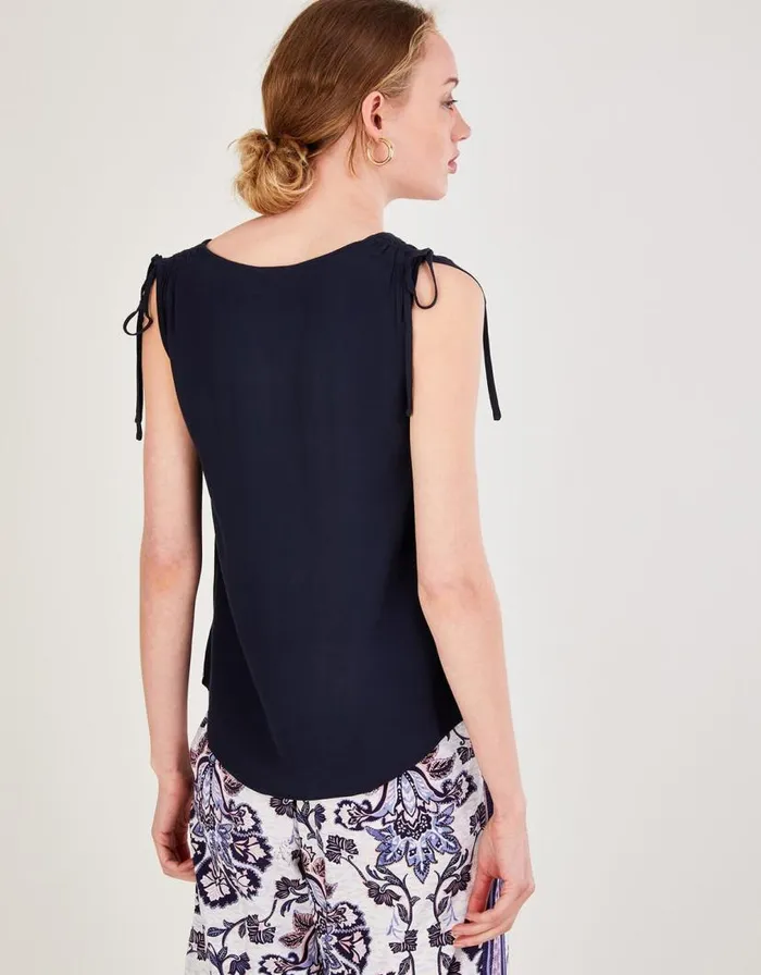 Monsoon Nyla Sleeveless Tank Top With LENZING ECOVERO Blue Women Tops and Blouses Monsoon Nyla Sleeveless Tank Top With LENZING ECOVERO Blue Women Tops and Blouses