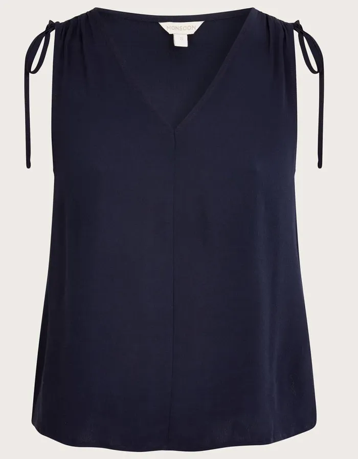 Monsoon Nyla Sleeveless Tank Top With LENZING ECOVERO Blue Women Tops and Blouses Monsoon Nyla Sleeveless Tank Top With LENZING ECOVERO Blue Women Tops and Blouses
