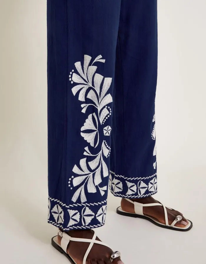 Monsoon Ola Embroidered Wide Leg Trousers Blue Women Trousers and Jeans Monsoon Ola Embroidered Wide Leg Trousers Blue Women Trousers and Jeans