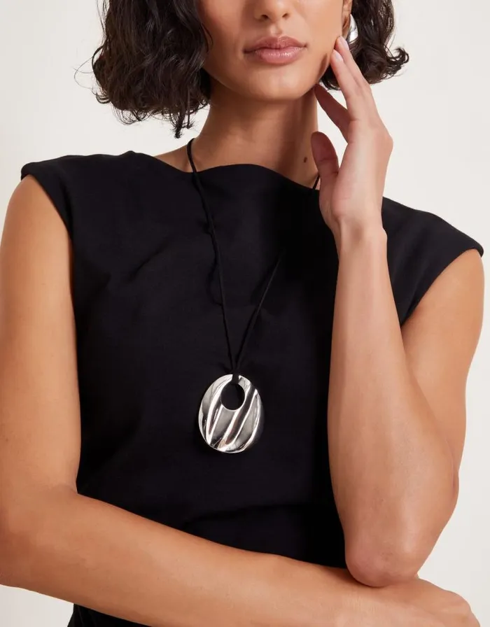 Monsoon Organic Pendant Cord Necklace Silver Women Jewellery and Hair