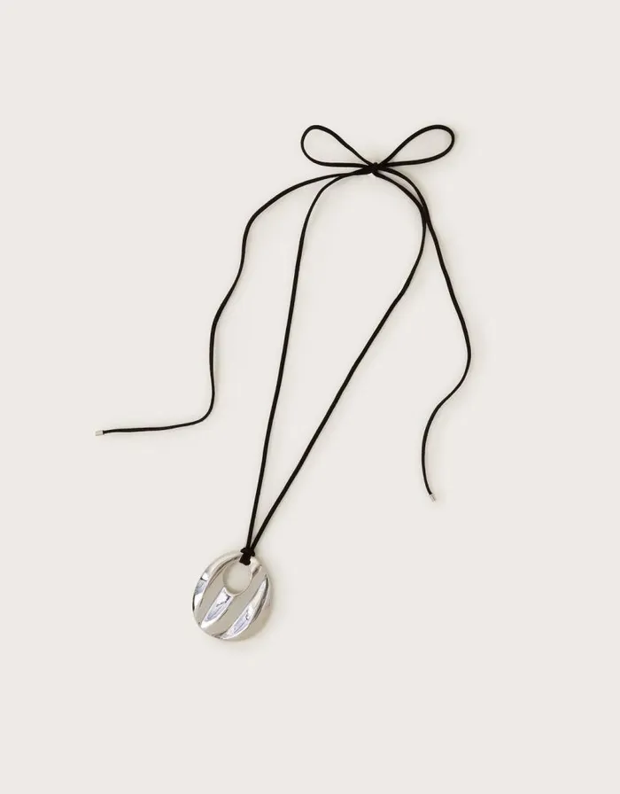 Monsoon Organic Pendant Cord Necklace Silver Women Jewellery and Hair Monsoon Organic Pendant Cord Necklace Silver Women Jewellery and Hair