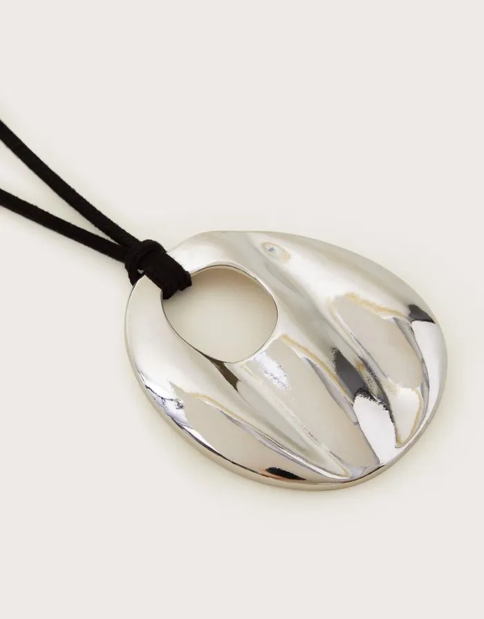 Monsoon Organic Pendant Cord Necklace Silver Women Jewellery and Hair Monsoon Organic Pendant Cord Necklace Silver Women Jewellery and Hair