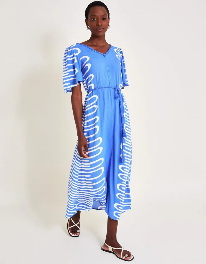 Monsoon Orla Print Dress Blue Women Beachwear and Swimwear