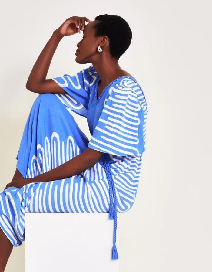Monsoon Orla Print Dress Blue Women Beachwear and Swimwear Monsoon Orla Print Dress Blue Women Beachwear and Swimwear