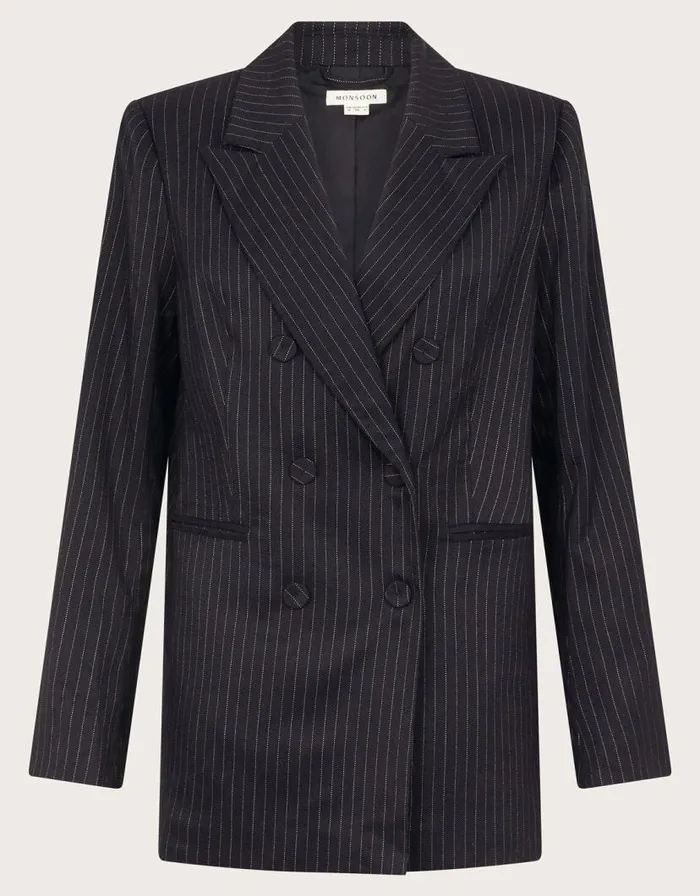 Monsoon Paige Pinstripe Blazer Blue Women Jackets Monsoon Paige Pinstripe Blazer Blue Women Jackets