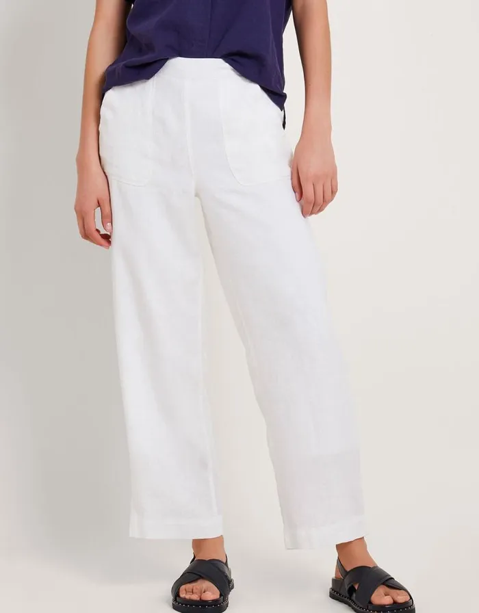 Monsoon Parker ShortLength Linen Trousers White Women Trousers and Jeans Monsoon Parker ShortLength Linen Trousers White Women Trousers and Jeans
