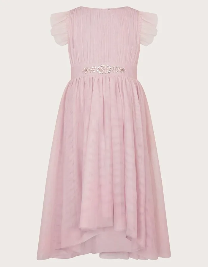 Monsoon Penelope Belt Dress Pink Children Dresses