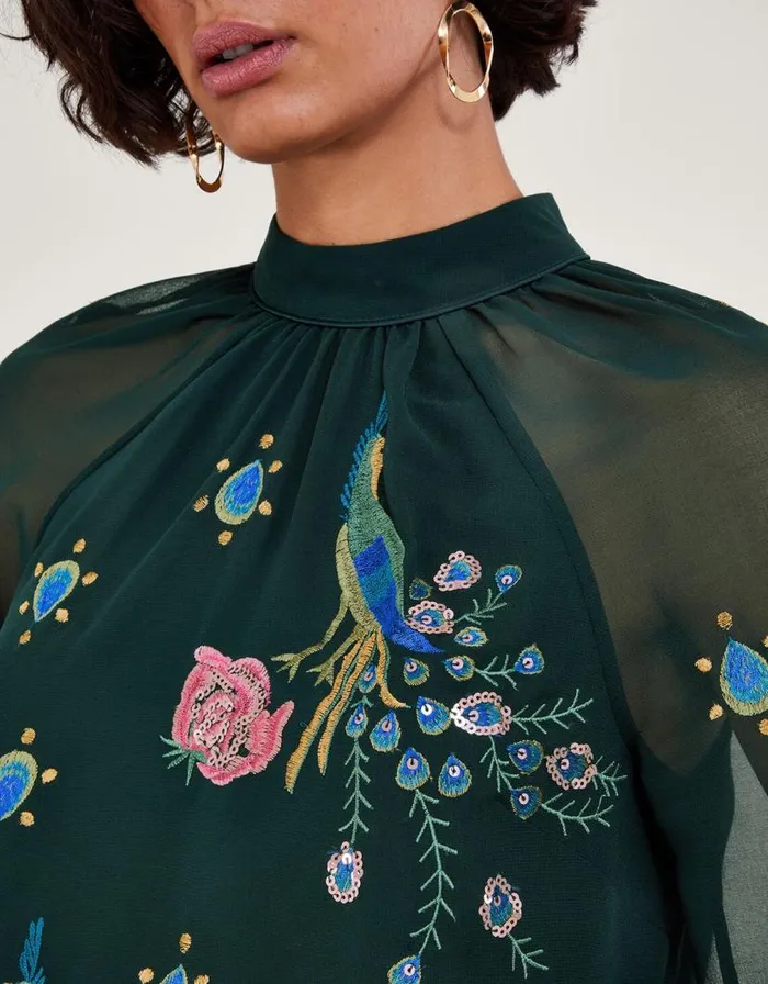 Monsoon Perla Peacock Embellished Blouse Green Women Tops and Blouses Monsoon Perla Peacock Embellished Blouse Green Women Tops and Blouses