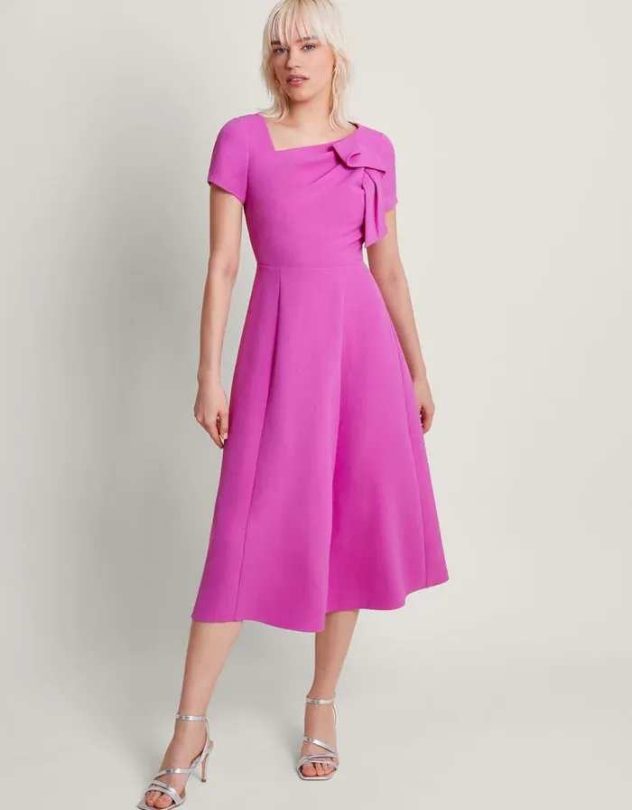 Monsoon Poppy Flared Dress Pink Women Occasionwear
