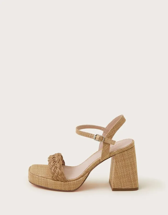 Monsoon Raffia Block Heel Sandals Natural Women Flats Monsoon Raffia Block Heel Sandals Natural Women Flats