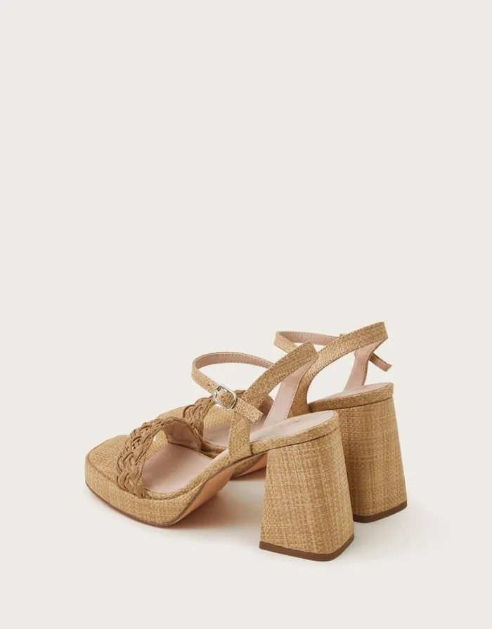 Monsoon Raffia Block Heel Sandals Natural Women Flats Monsoon Raffia Block Heel Sandals Natural Women Flats